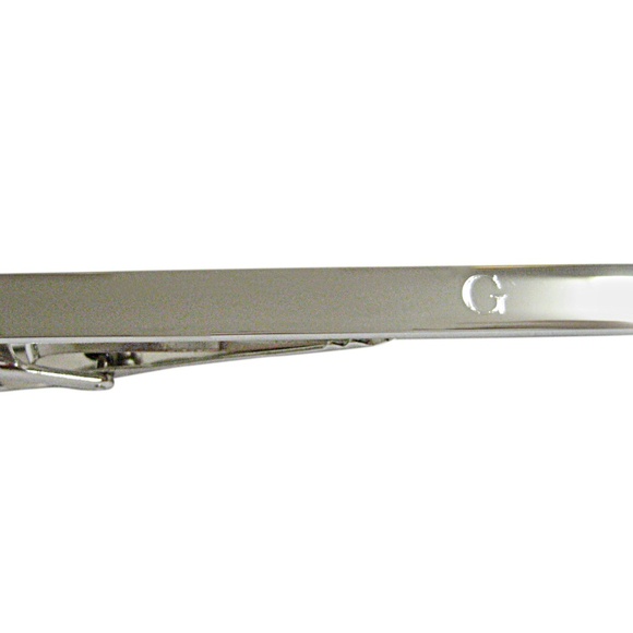 Silver Toned Etched Letter K Monogram Collar Stays